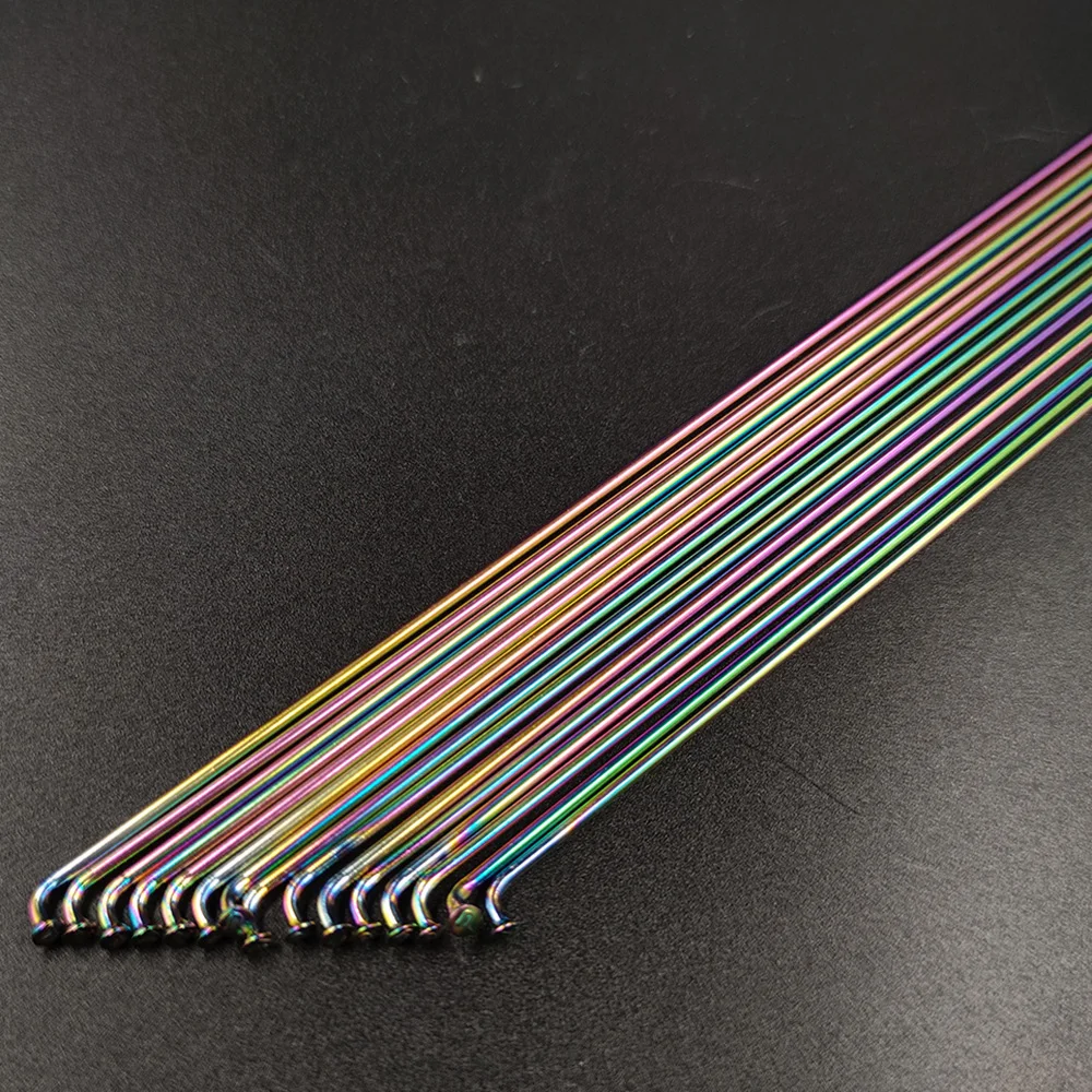 Bicycle Rainbow Spoke 12pcs/lot Pillar PSR 14 14G Gauge 2.0mm J-Bend Straight Pull Round Head Stainless MTB Road Bike Radios