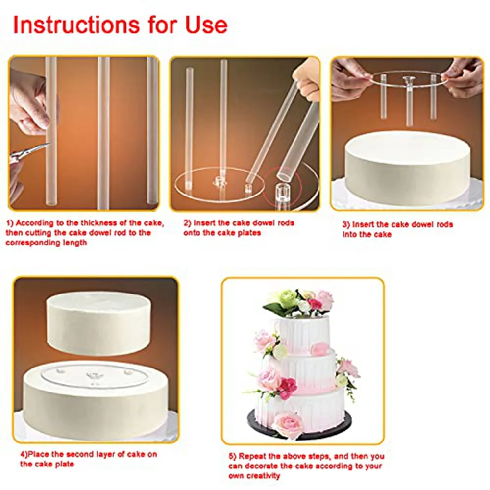 3Pcs 12/16/20cm Cake Boards Multi-layer Cake Stands Support Frame with 9 Cake  Dowel Rods for Tiered Cakes Construction Stacking - AliExpress