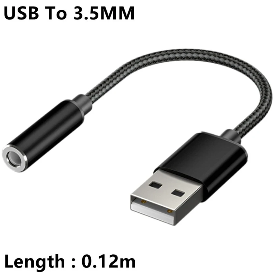 USB to 3.5mm Audio Jack Adapter - External Sound Card Converter for Headsets and Computers