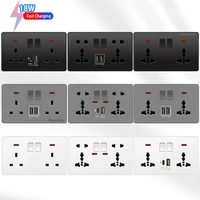 18W Type-C Plug Quick Charging Universal 5-pin Dual Power Socket,UK Standard 13A Wall Socket with DC 5V 3.1A Type-c USB Charger