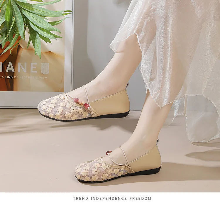 Neue Hidden Gem Mary Jane Schuhe für Damen, Sommerliche Blumenbestickte Flats, Dünne Mesh-Schuhe, Patchwork-Ballerinas, Bequeme Alltagsschuhe – Detail 15