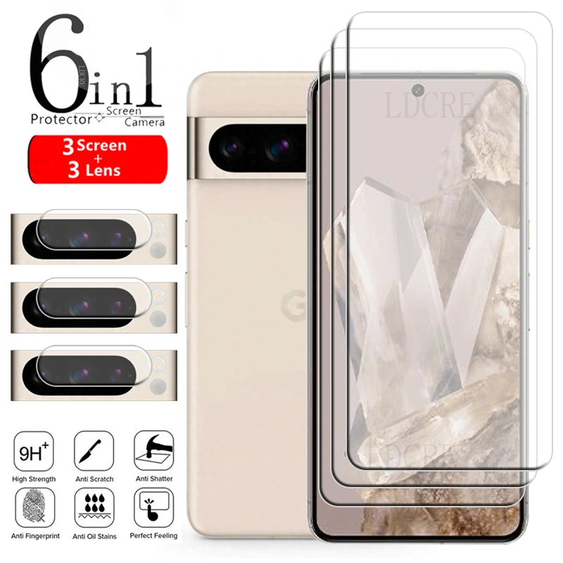 6-In-1 Per Google Pixel 8 Pro Glass Pixel8 Pixel 8 Pro Screen Protector Full 9H Vetro Trasparente Google Pixel 8 Pro Lens Glass