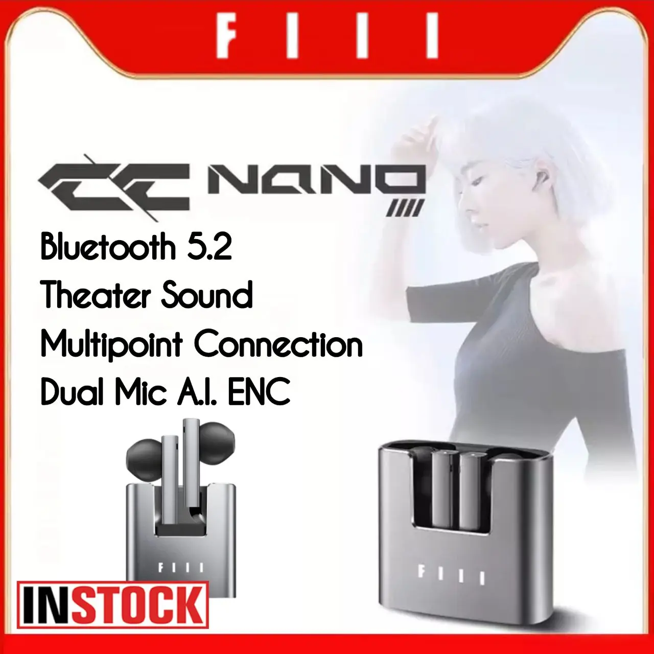 FIILCCNanoNewArrivalTWSBluetooth52EarbudsDualAINoise