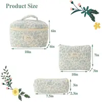 1pcs Cute Quilted Cotton Makeup Bag Women Zipper Cosmetic Organizer Cloth Handbag Box Shape Portable Toiletry Case for Girls 2