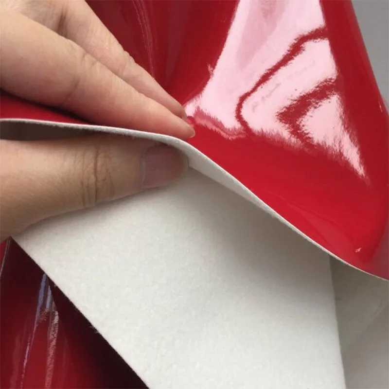 Bright Mirror Leather Fabric Elastic Patent PU Imitation DIY Designer Clothes Sewing Material Dark Red