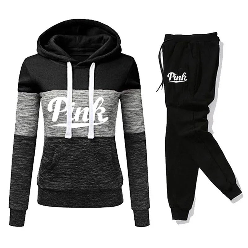 2024 Hot Sales Womens Tracksuit Print ColorBlock Hooded Sweatshirts Fashion Trend Versatile Pullover Street Warm Casual Clothing 4