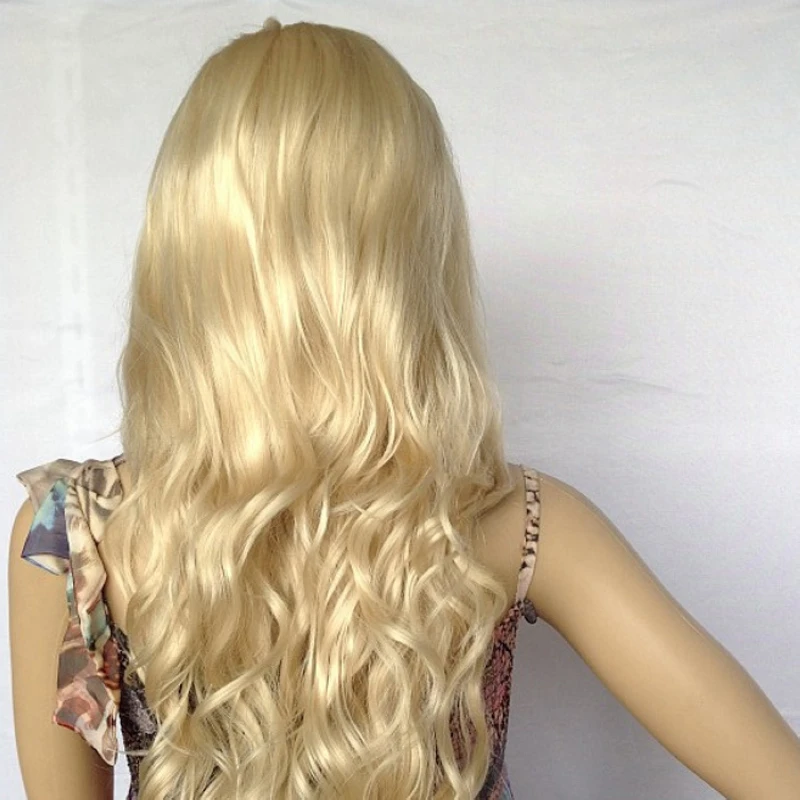 Women Long Curly Wavy Full Wig Gold Black Brown Hair Cosplay Party Wig