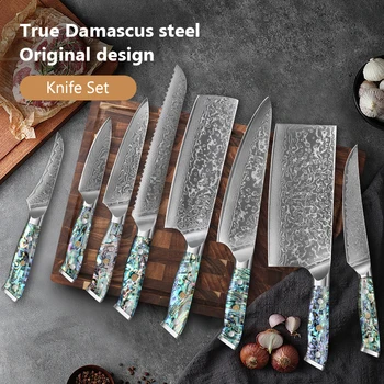 67 Layers Damascus Steel Kitchen Chef Knife Set Japanese Super Sharp Chef Knife New Design Kitchen Vegetable carbon steel knife 1