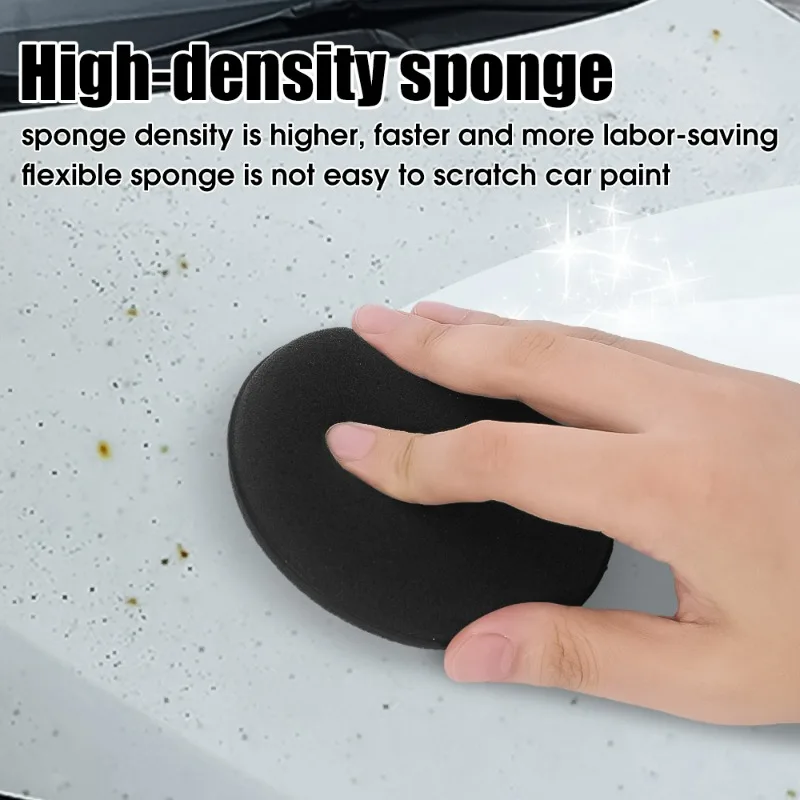 Car Cleaning Accessories Car Cleaning Sponge Car Cleaning Tool Car Waxing Pad Black Round Car Waxing Polish Wax Foam Sponge High Density Applicator Pads Cleaning Sponge Auto Detail Washing Car Cleaning Tool