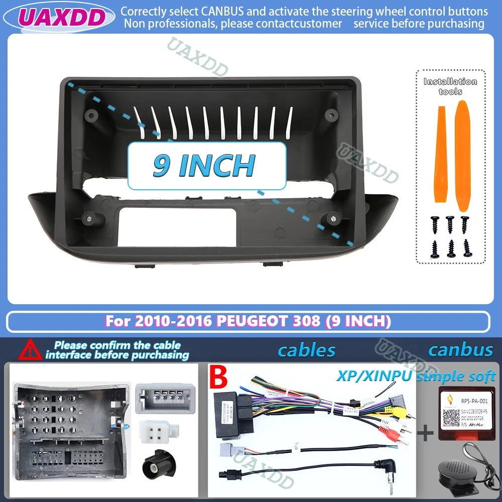 Cadre Tableau De Bord 9 Pouces Pour Peugeot 3008/5008 (2009-2016) – Kit D'adaptation Pour Autoradio Android