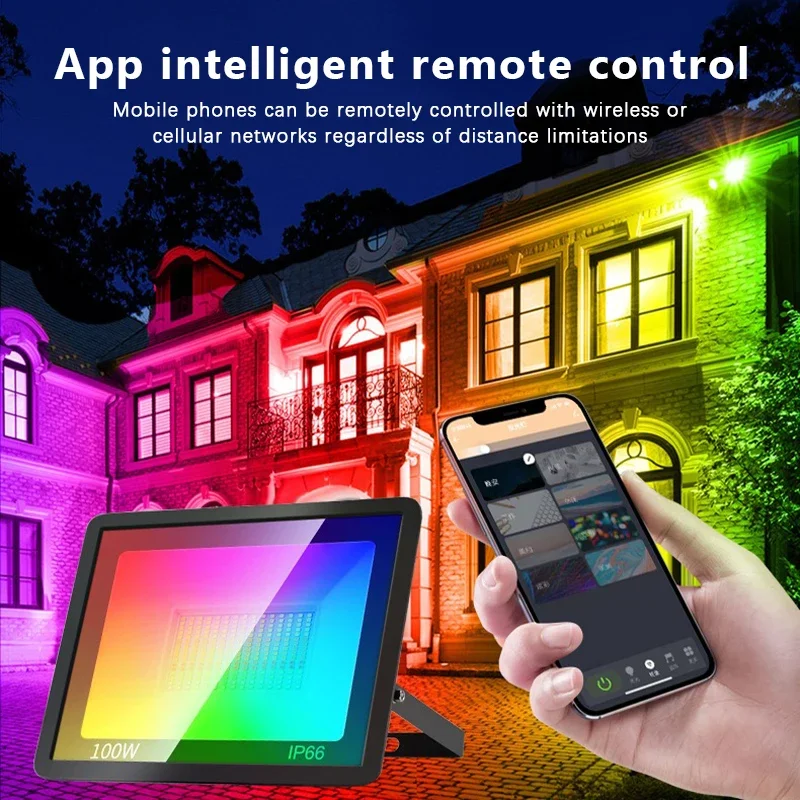 LED Flood Light RGB TUYA Floodlight Smart APP Voice Control RGBCW CCT 3000-6500K 30W 50W 100W 220V AC for Garden Party Outdoor Lighting