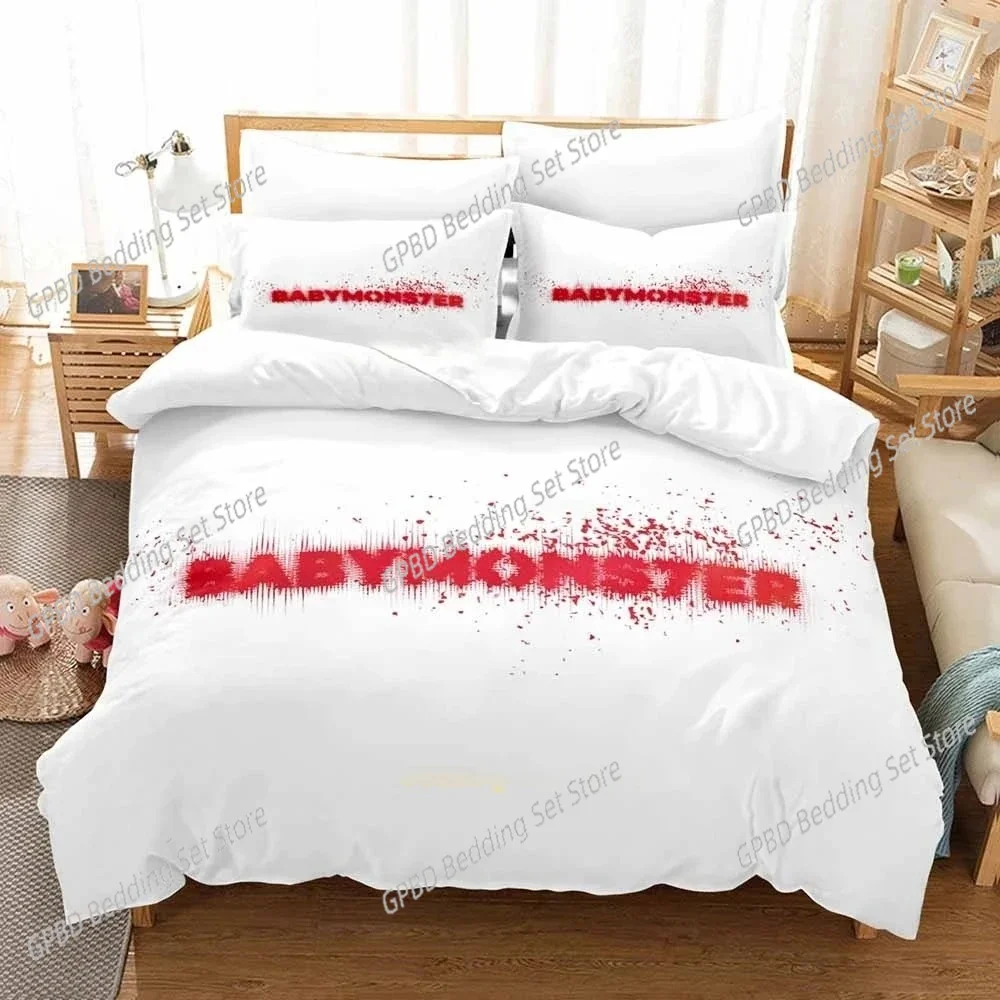 Kpop BABYMONSTER Bedding Set Duvet Cover Bed Set Quilt Cover Pillowcase Comforter king Queen Size Boys Adult Bedding Set 5