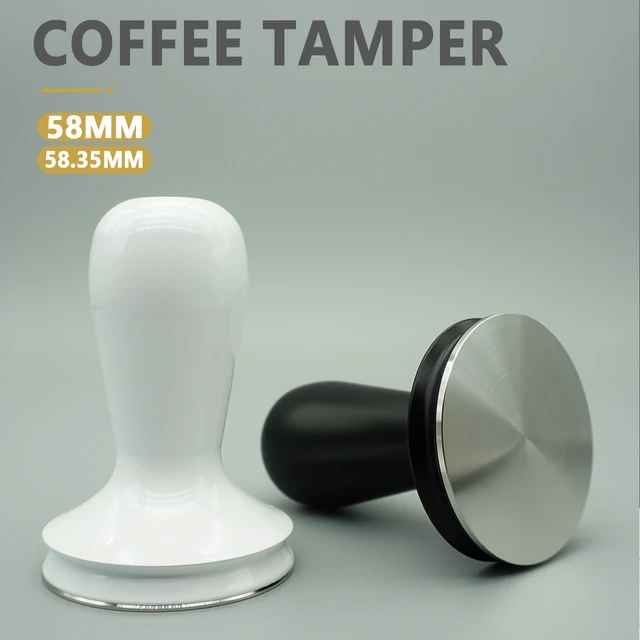 58/58,35 Mm -Es Kávéfőző Matt Fekete Kávé Por Kalapács Eszpresszó Készítő Lapos Bázis Kávézó Barista Szerszámok Kiegészítők