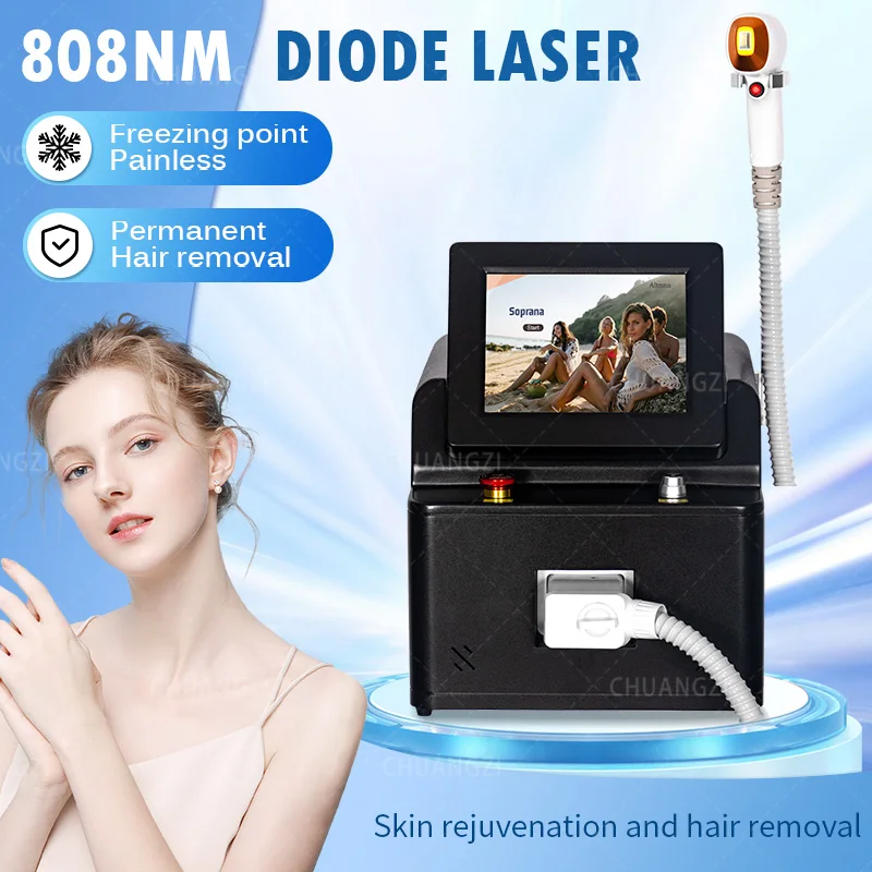 

2000W New 808 755 1064 Nanometer Diode Laser Hair Removal Machine Hair Removal Beauty Instrument Ice Titanium Device For Salon