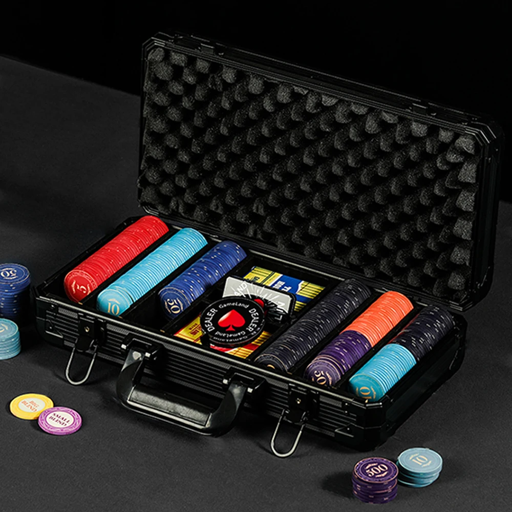 Chip Case Holds 300pcs Chips Casino Texas Poker Chips Case Portable Monopoly Storage Box Suitcase Tokens Suitcase
