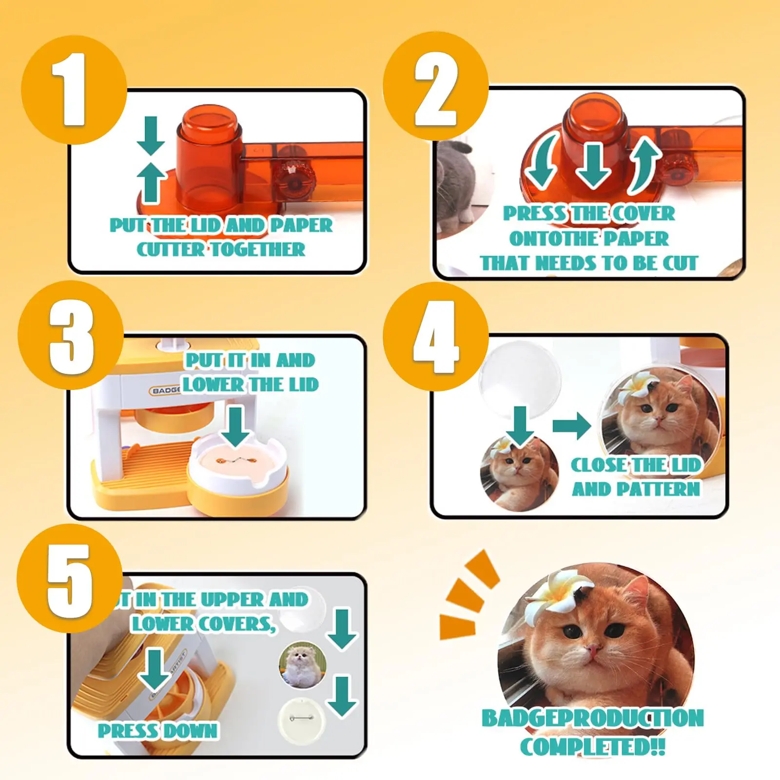 Badge Maker Machine with 48Pcs Button Parts