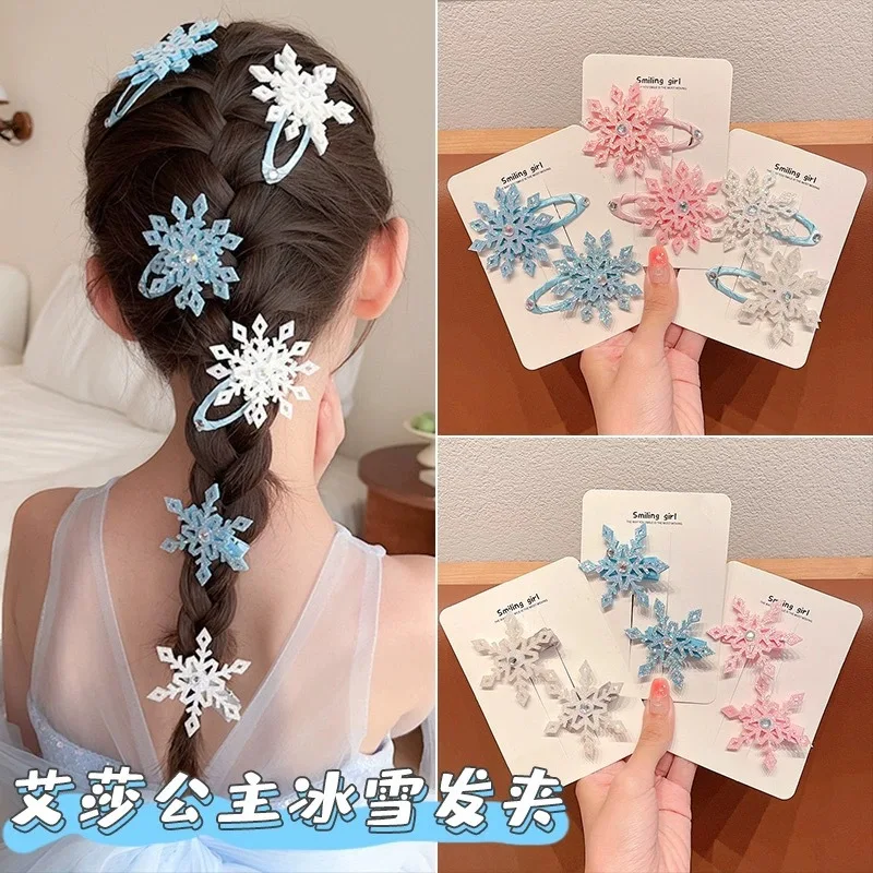 

1 Pair Snowflake Hairpin Snowflake Princess Hair Accessories Crystal Hair Clip for Kids Winter Hair Ties Girls Hairpins Headwear