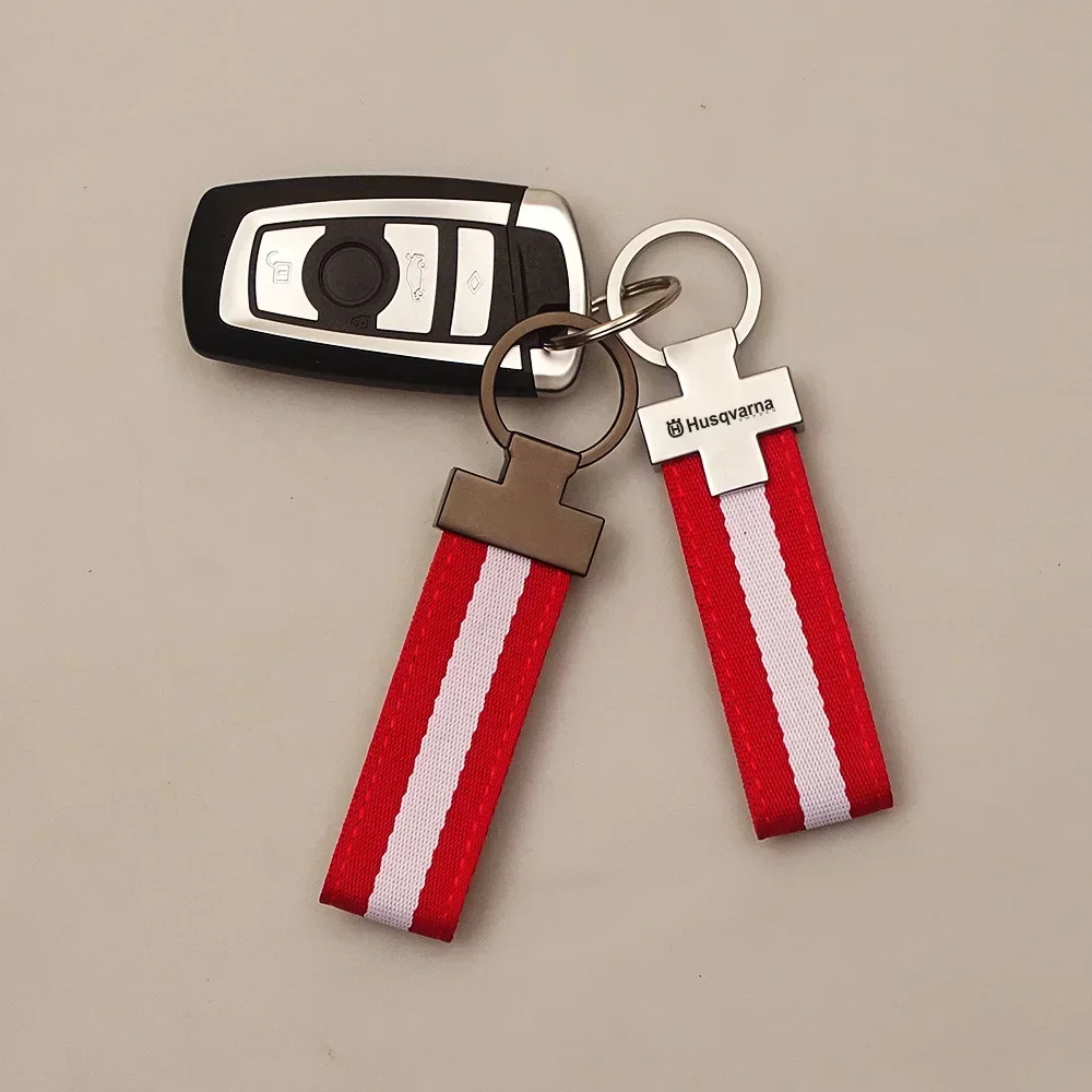 Motorcycle Austria flag keyring Metal leather webbing Cross Scooter keychain For Husqvarna Vitpilen 710 FE 250 449 WR300 TE300