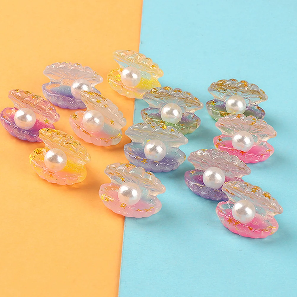 

15 Pcs Miniature Shells Seashells Charms Luminous Pearl Fish Tank Decorations Resin Decors
