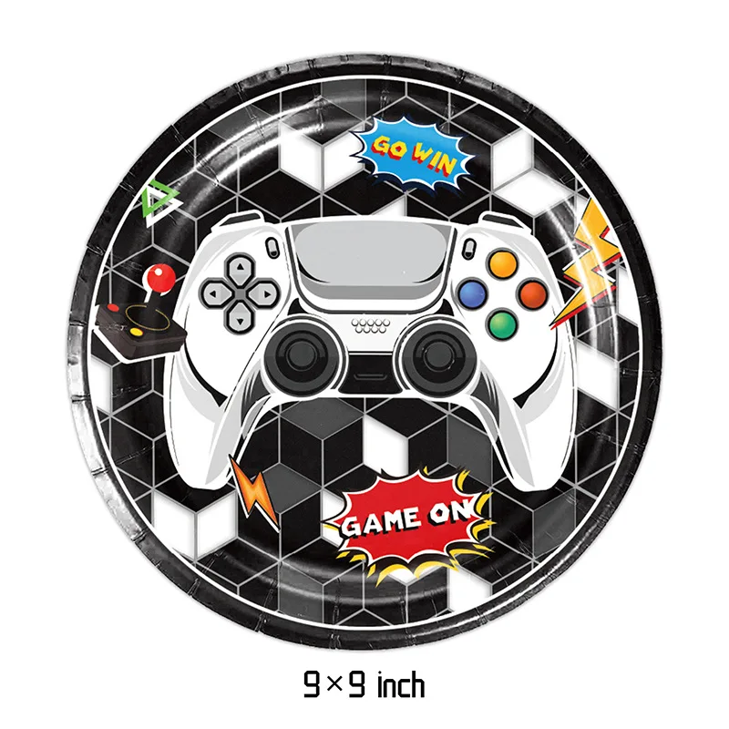 Videospiel Geburtstagsdekorationen Luftballons Gamepad Thema Party Junge Hintergrund Teller Tassen Geschenktüten Tortenständer Stressabbauendes Spielzeug – Detail 5