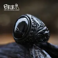 BEIER Vintage Man Boy Oval Tiger Eye Brown Stones Ring in Stainless Steel Jewelry Mens Accessories Anel Aneis BR8-699