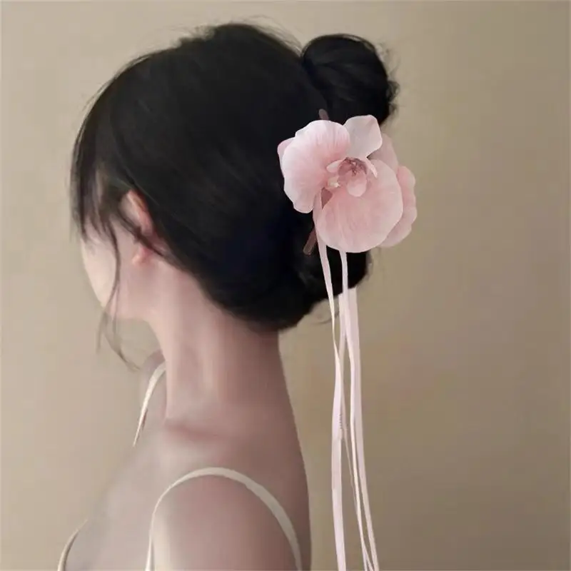 Phalaenopsis Orchidee Haar Klaue Hai Clip Frauen Retro Floral Übertrieben Hochzeit Party Haar Clip Zubehör Mode ​ – Detail 2