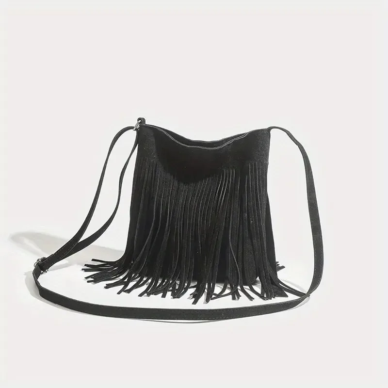 Shoulder Bag Crossbody Bag Ladies Handbag NYXIA Boho Style Fringe Crossbody Bag Vintage Suede Shoulder Bag Women's Large Capacity Casual Fringe Postman Shoulder