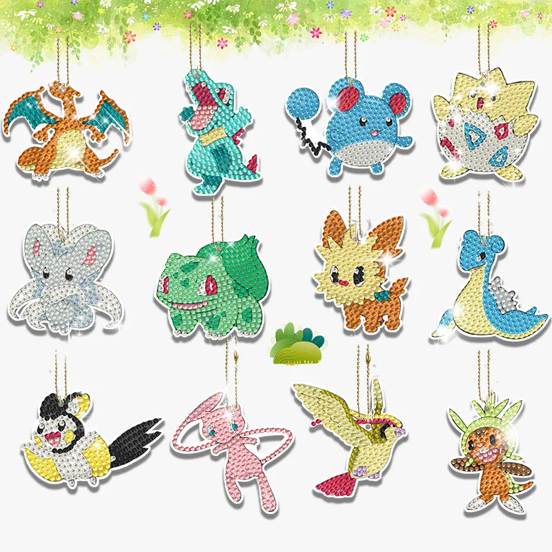 LOHAME 6pcs DIY Diamond Painting Porte-clés Halloween Kit Porte-clés 5D DIY Diamond Painting Porte-clés Double Face Avec Peinture Au Diamant DIY Pendentif Décoratif Pour Sac