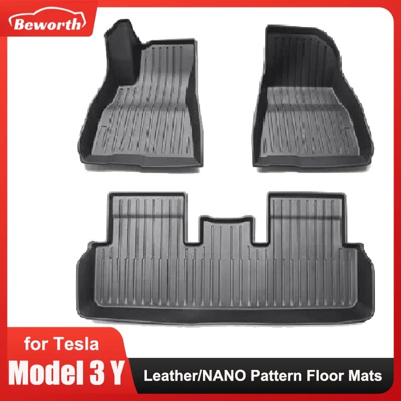 

3 шт., напольные коврики для Tesla Model 3 Y, автомобильные водонепроницаемые Нескользящие модифицированные 3D аксессуары для подставки под ноги из ТПЭ XPE