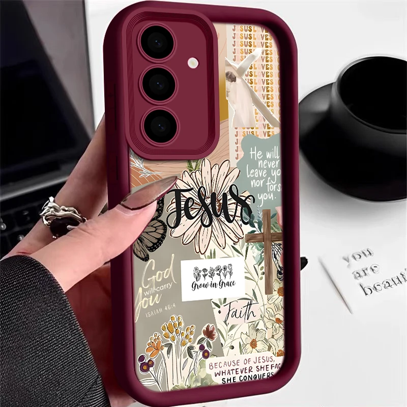Jesus Flower Design Protective Phone Case - Elegant Floral Cover