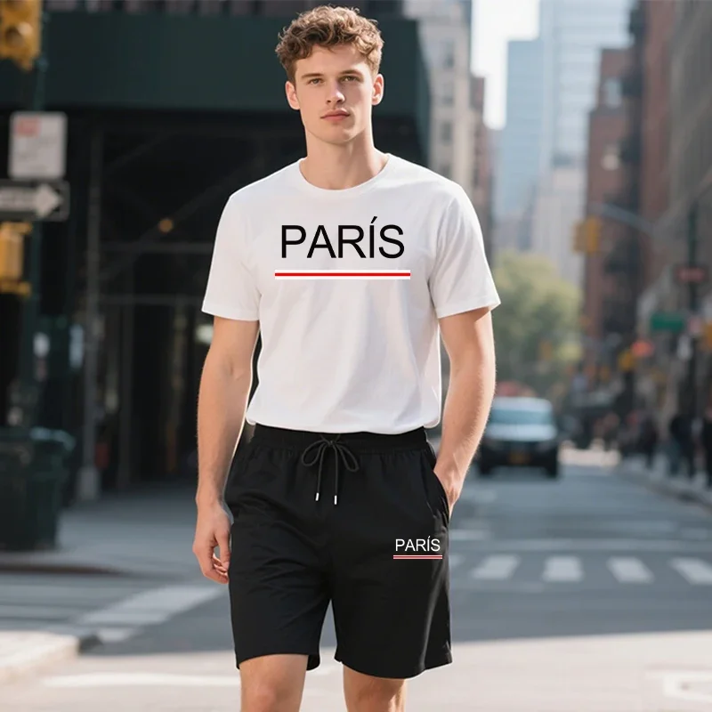 Cotton Tee and Quick Dry Shorts Set for Men Summer