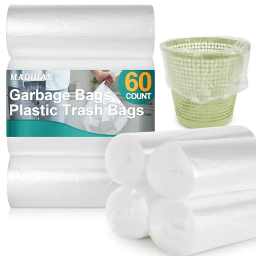 60 Pack Clear 4 Gallon Trash Bags