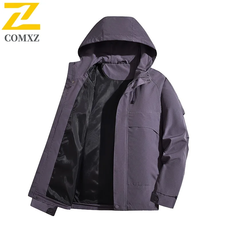COMXZ Hooded Luxury Jacket Men Hiking Journey Thick Warm Coat Multi-Purpose Everyday Use Light Cold Proof Winter New Clothing