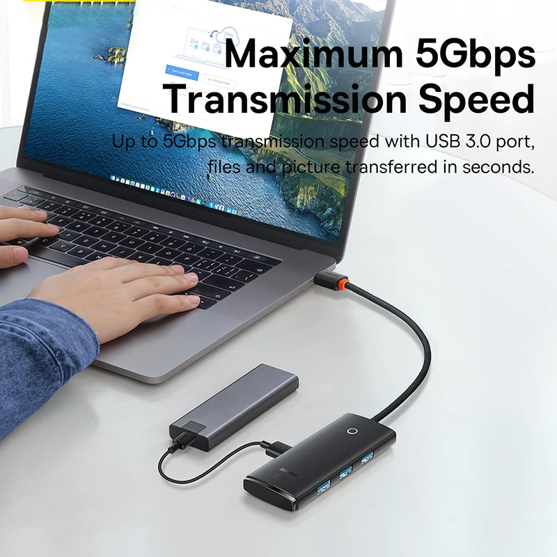 Baseus USB HUB 4 in 1 Expand Type C to Multi USB 3.0 Adapter for Computer Laptop Tablet Desktop PC Car Reader 5Gbps Splitter HUB - 4