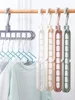2Pcs/4Pcs  9-in-1 Multifunctional Foldable Reusable Hanger Storage Rack Nine Hole Plastic Hanger For Household Garments 2