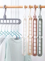 2Pcs/4Pcs  9-in-1 Multifunctional Foldable Reusable Hanger Storage Rack Nine Hole Plastic Hanger For Household Garments 2