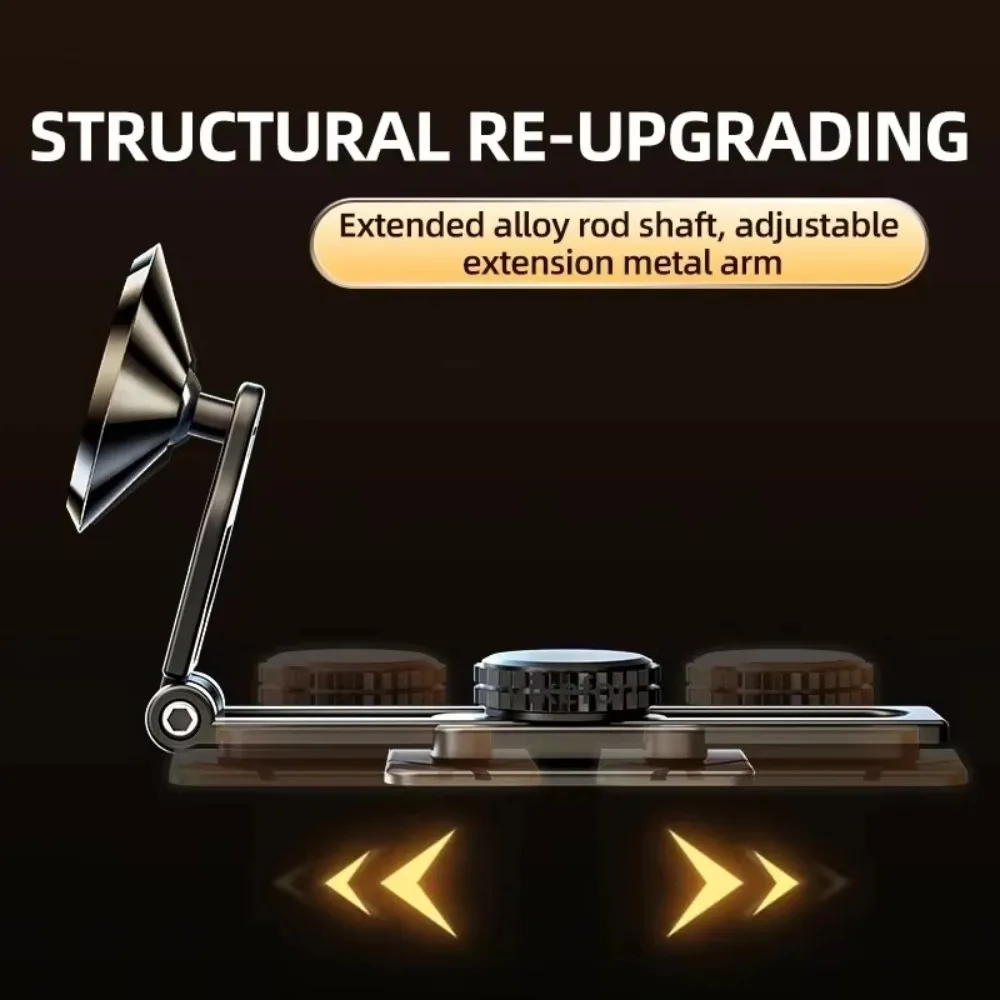 Magnetic Car Phone Holder with Double Fold Alloy Stand and 360° Rotation
