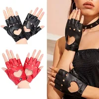 Leather Gloves Guantes Mujer For Women Girls Red Balck White Loving Heart Gloves For Women - Image 2