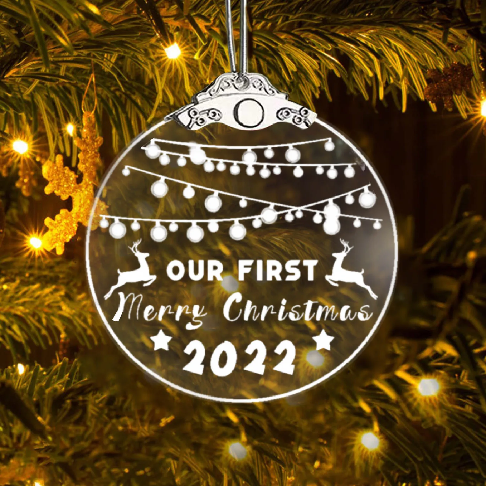 Beaded Garland Lighted Our First Christmas Married Decorated Christmas Tree Pendant In First Ornament Couple