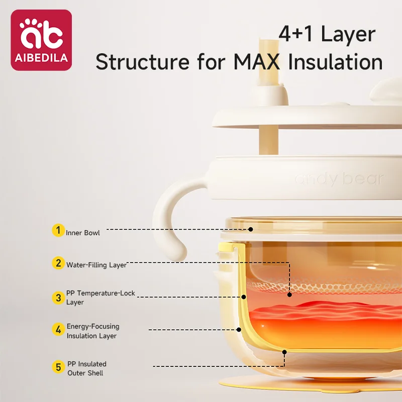 일정한 온도 유지 기능이 있는 이유식 그릇, 영용 쌀 시리얼 특수 식기, 용