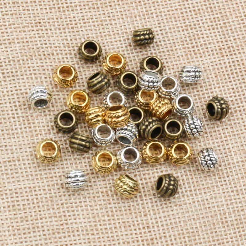 8x6mm 30pcs Loch Größe 3,7mm Antike Gold Bronze Silber Überzogene Ball Handgemachte Charme Anhänger Schmuck, der für Armband Halskette