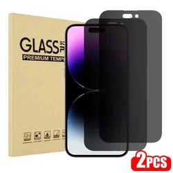 Protecteur d'écran pour iPhone, 2 pièces, en verre trempé, Anti-espion, noir foncé, Film de protection pour confidentialité, séries 14 13 12 11