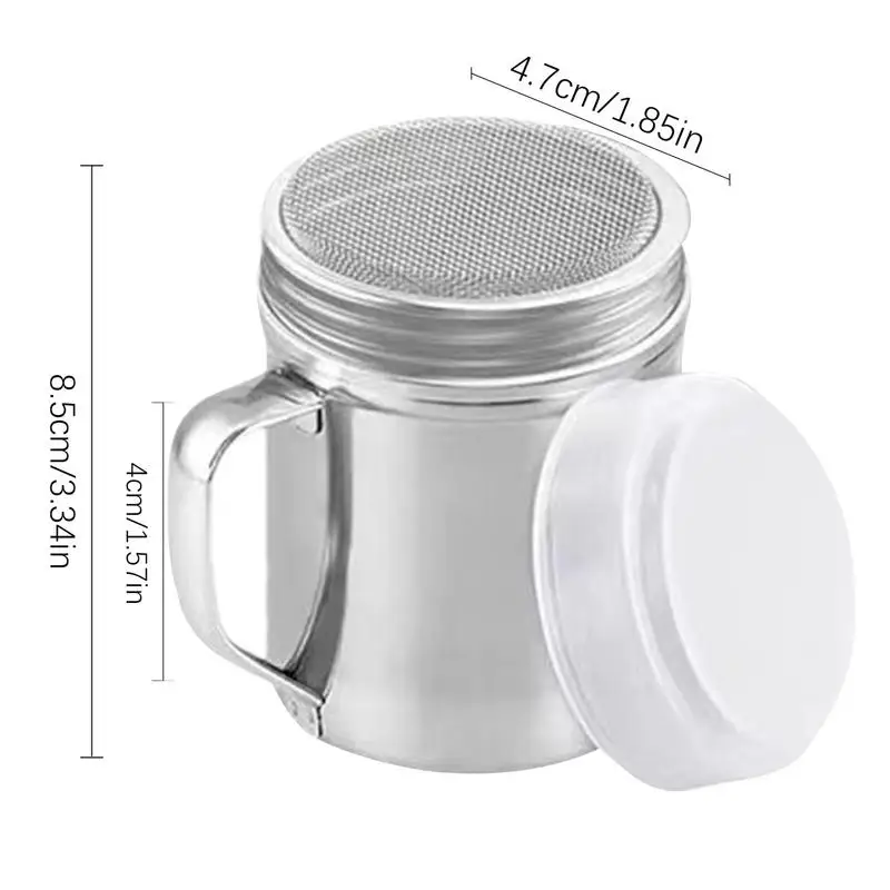 Stainless Steel Shaker Powdered Sugar Shaker Duster With Handle Metal Shakers Fine Mesh Pepper Shakers Salt And Pepper Shakers