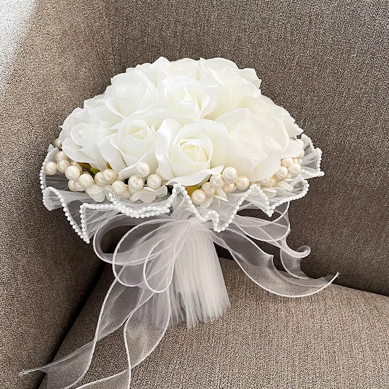 White Wedding Flowers Bride Bouquet Wedding Accessories Centerpieces Bridesmaids Bouquet PE Pearl Artificial Flowers