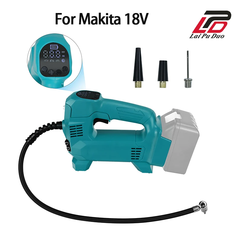 For Makita 18V Li-ion Battery Portable Electric Air Pump Cordless Tire Inflator with Digital Pressure Gauge for Cars Bikes meokon hand pump for digital pressure gauge calibration