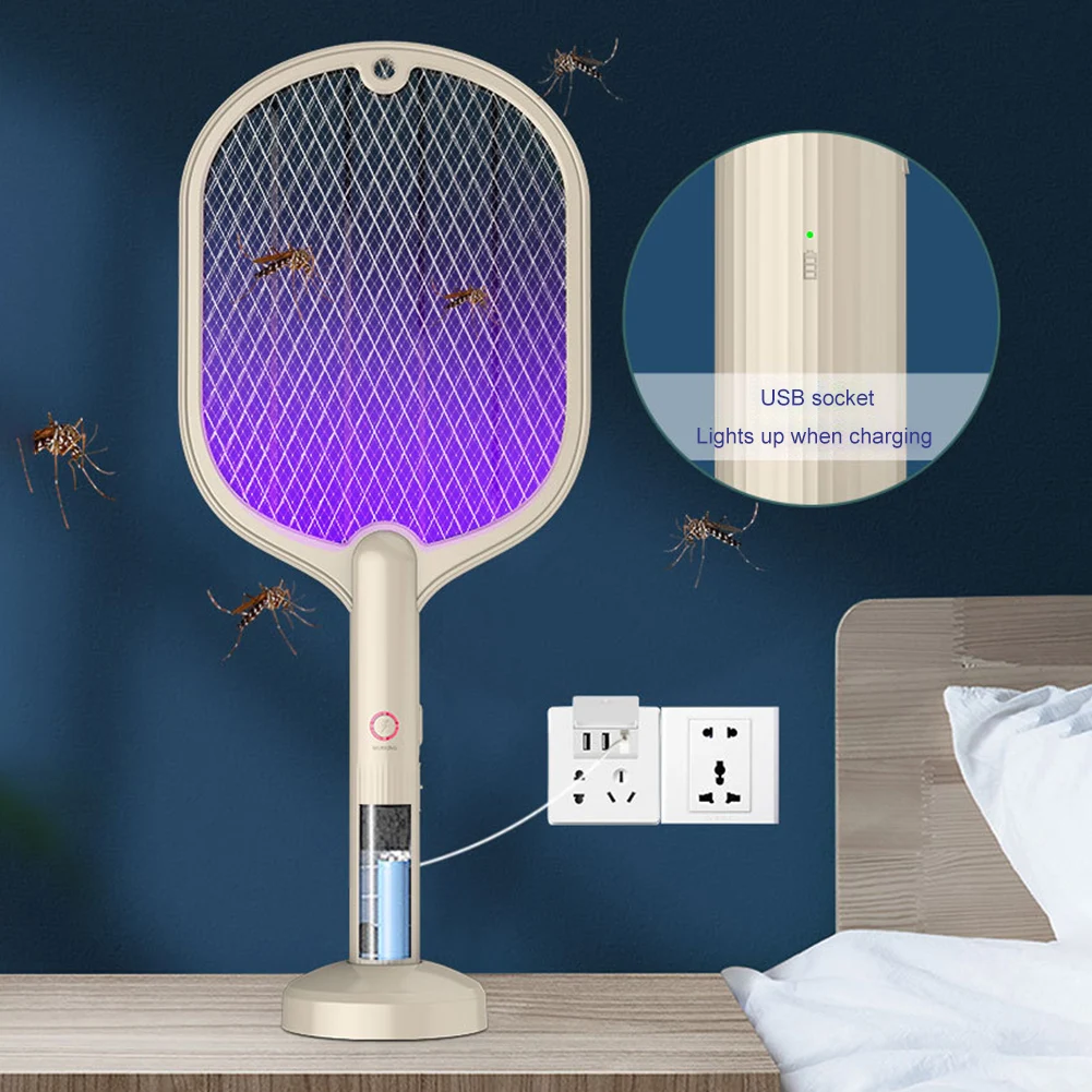 Raqueta matamoscas eléctrica de 3000 voltios - Mini Exterminador de  insectos para exteriores - Matamoscas eléctrico seguro de usar - Hecho de  material ABS duradero