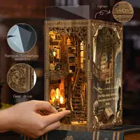 DIY Book Nook Kit Wooden Mini Doll House 3D Puzzle Assembly Model Bookend With LED Light Bookshelf Insert Decor Creative Gifts 3