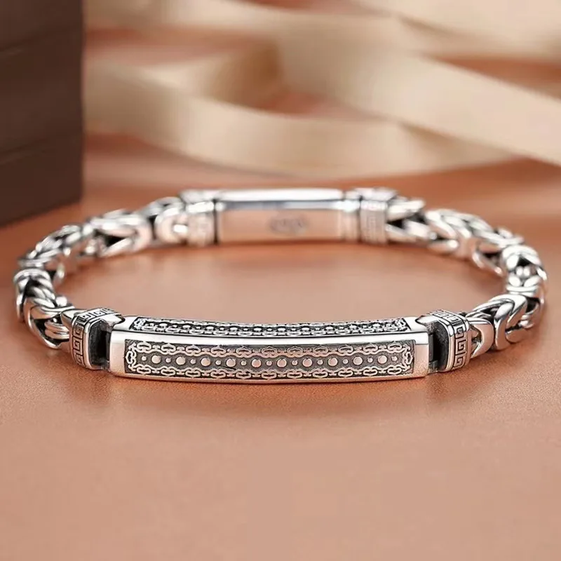

Vintage Peace Grain Woven Bracelet Men's Silver Color Hip Hop Open Bracelet Party Jewelry Accessories Gift