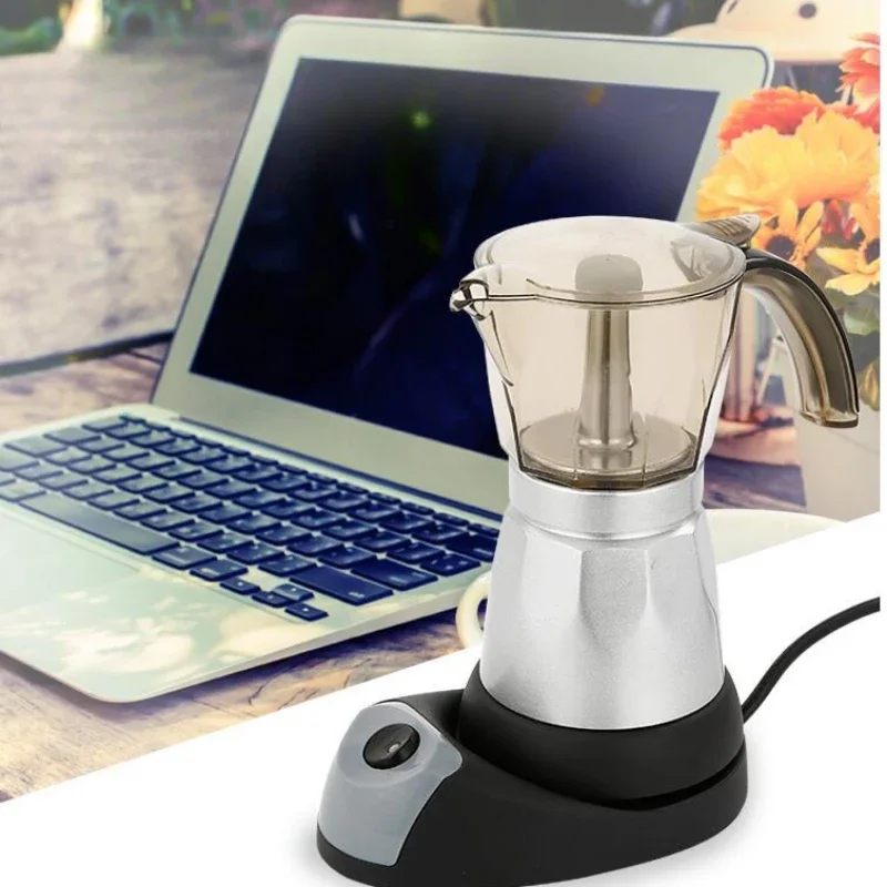 220V Plug-in Coffee Appliance Office Coffee Pot Machine for Convenient Aluminum Electric Heating Mocha Pot