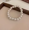 10mm Elastic Imitation Pearl Bracelet for Men Simple White Acrylic Bracelet For Women Hip Hop Fashion Jewelry Accessories 5
